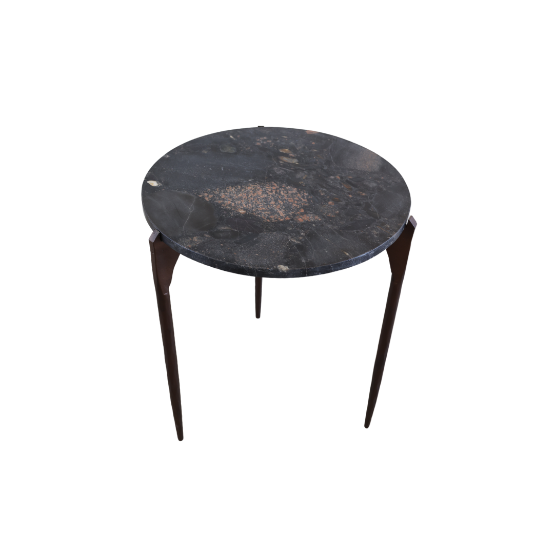 Black Iron Base & Marble Top Table