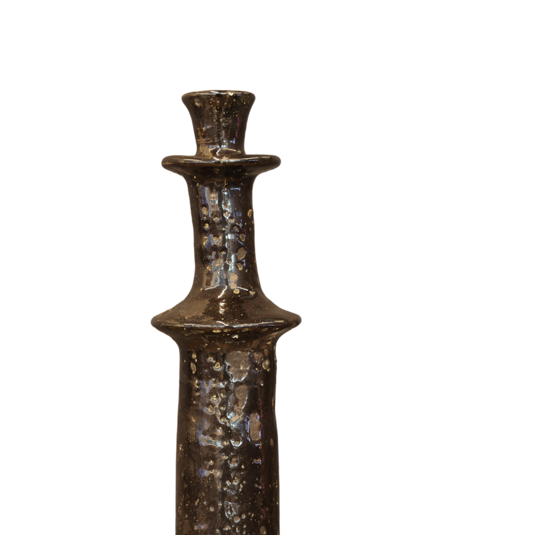 XXL Black Glazed Candlestick - Thumbnail 2
