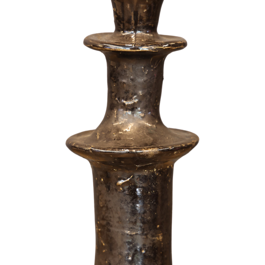 XXL Black Glazed Candlestick - Thumbnail 4