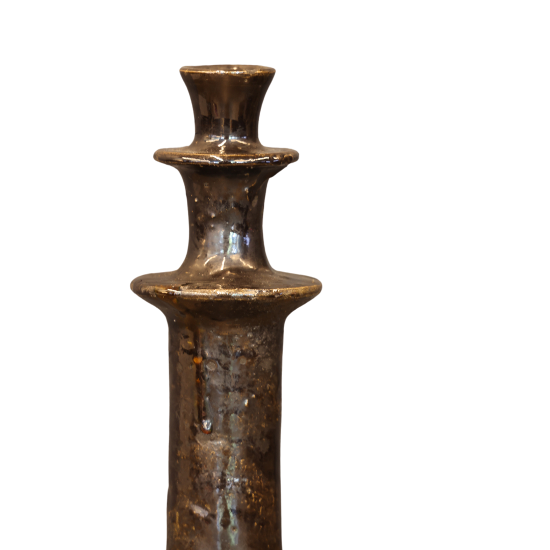 Medium Black Glazed Candlestick - Thumbnail 2