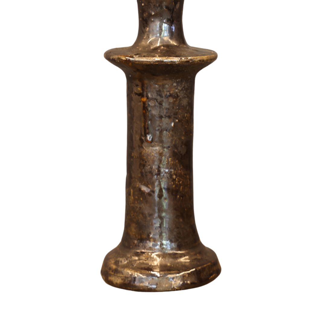 Medium Black Glazed Candlestick - Thumbnail 3