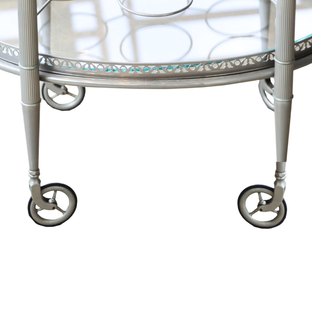 Mid 1900s French Metal & Glass Bar Cart - Thumbnail 5