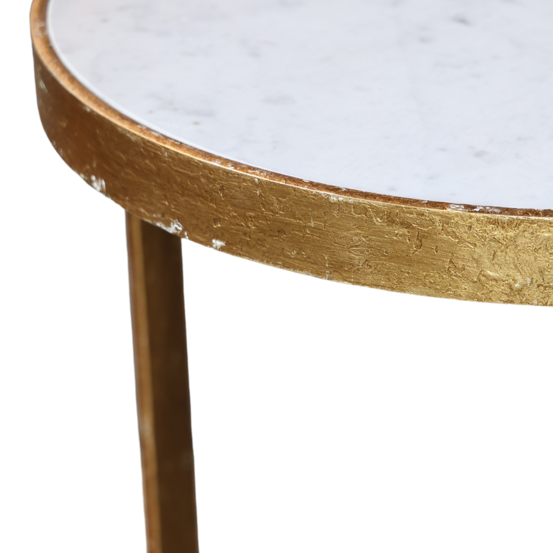 19th Century Table with Antique Gold Base & White Marble Top (Large) - Thumbnail 3