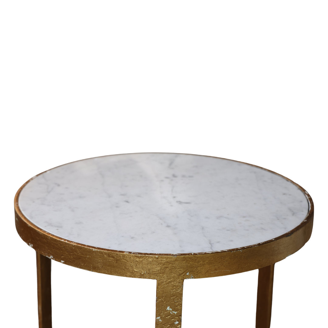 19th Century Table with Antique Gold Base & White Marble Top (Large) - Thumbnail 2