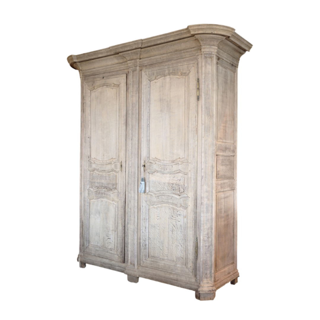 1800s French Bleached Oak Armoire - Thumbnail 3