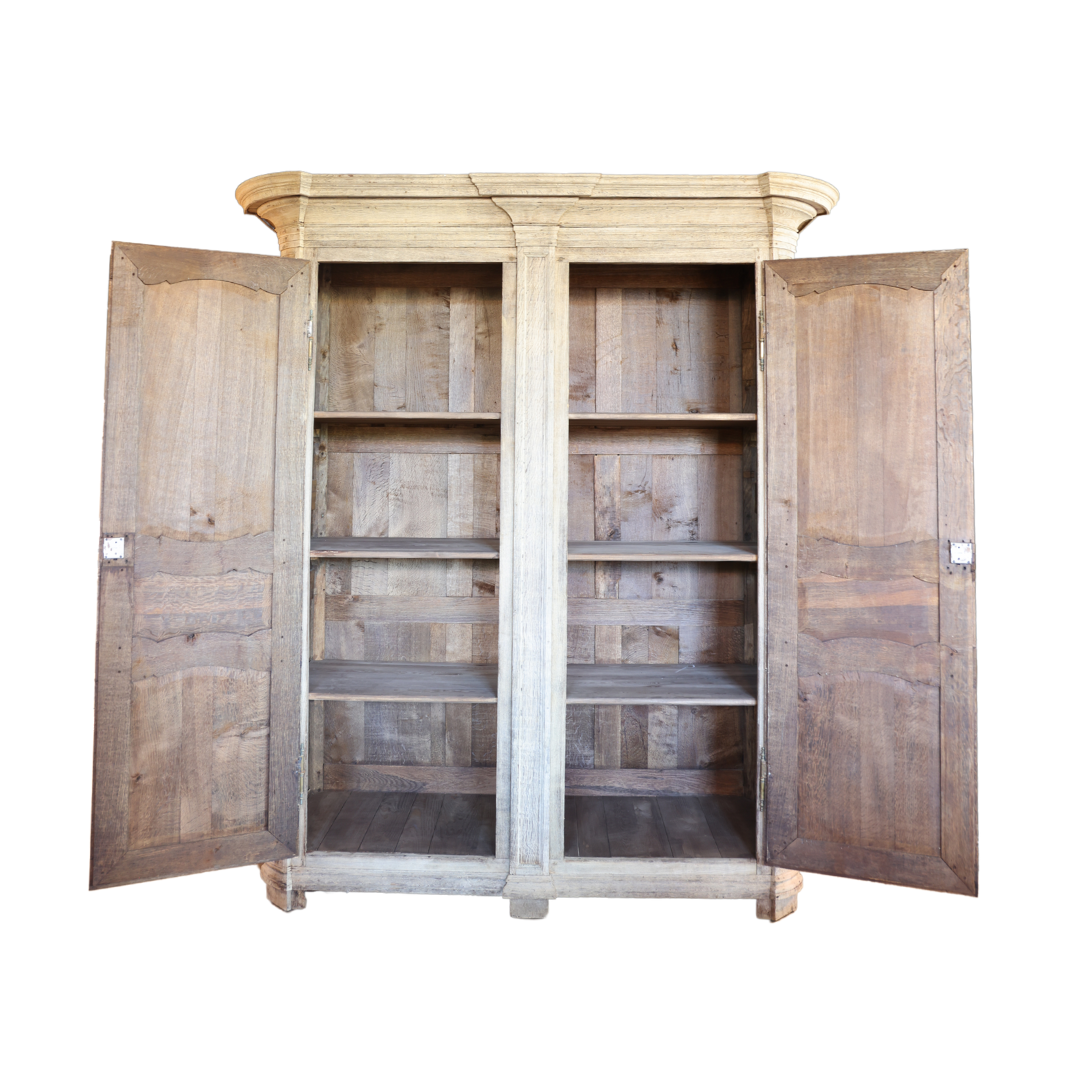 1800s French Bleached Oak Armoire - Thumbnail 2