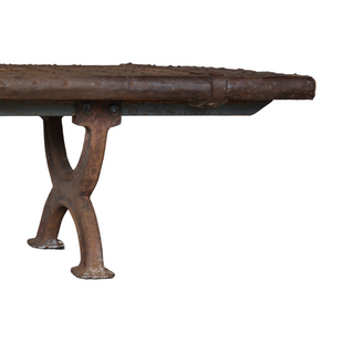 1900s Cast Iron Coffee Table with Metal Top
