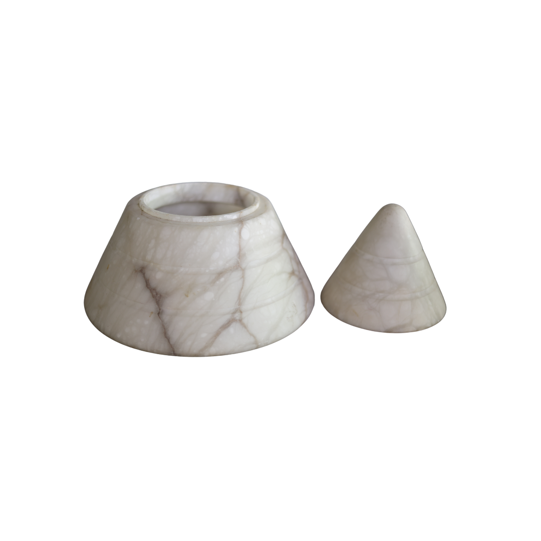 1970s French Alabaster Conical Lamp