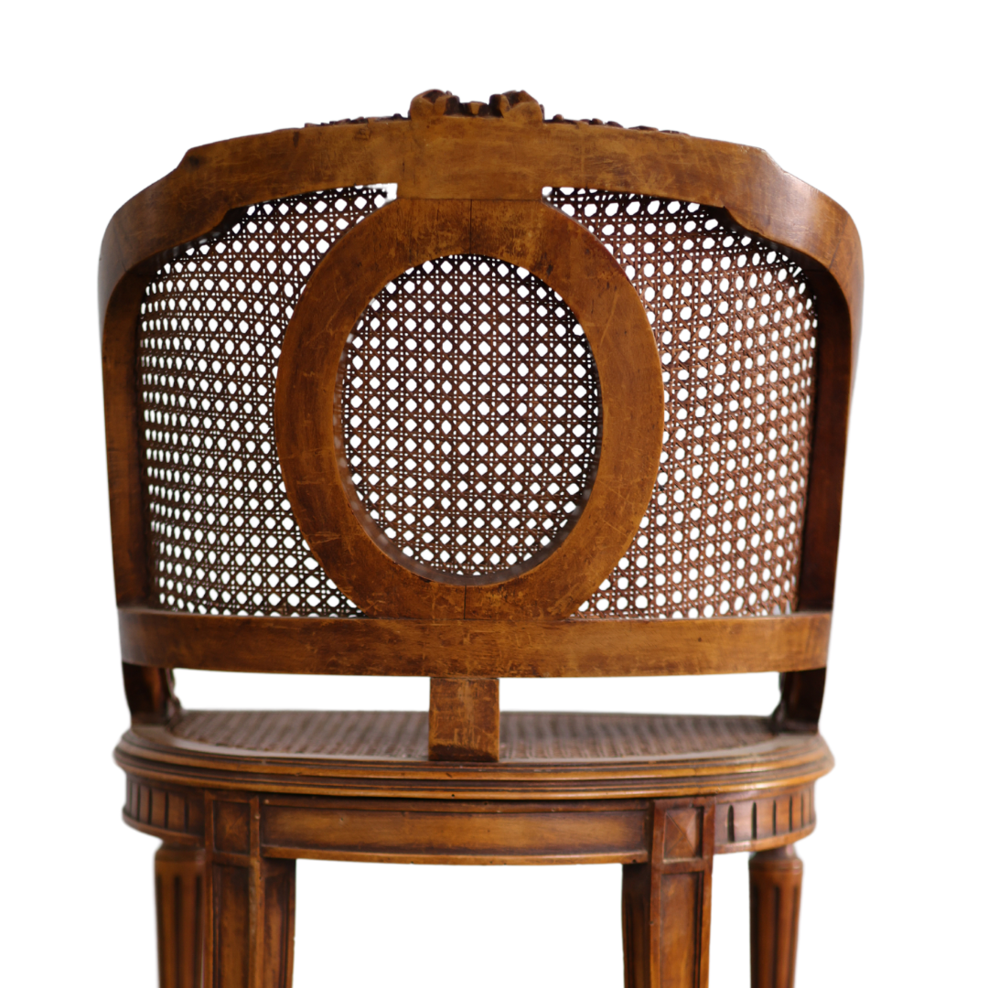19th Century French Cane Back Swivel Chair - Thumbnail 3