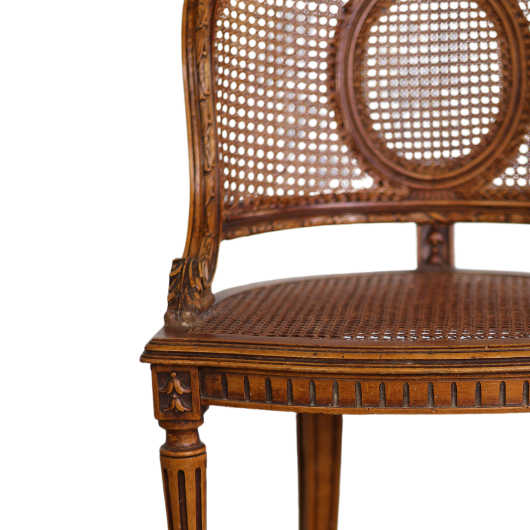 19th Century French Cane Back Swivel Chair - Thumbnail 4