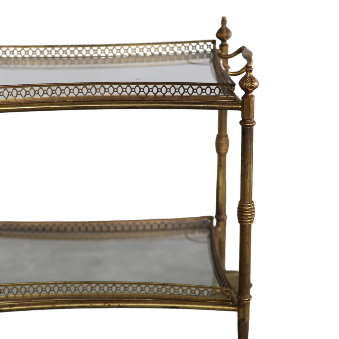 1950s French Pierced Brass Bar Cart