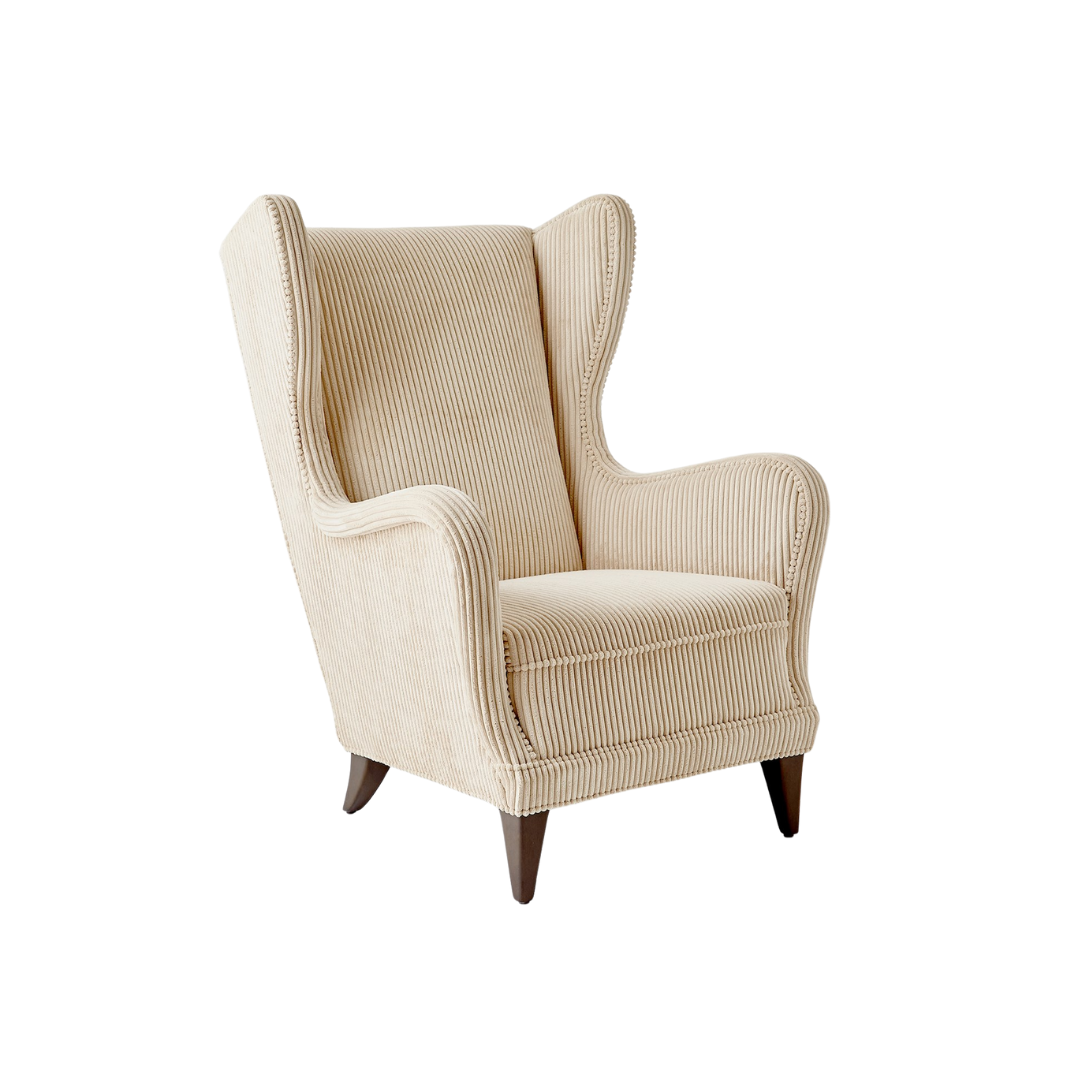 Wide Wale Corduroy Wing Chair (Smoke)