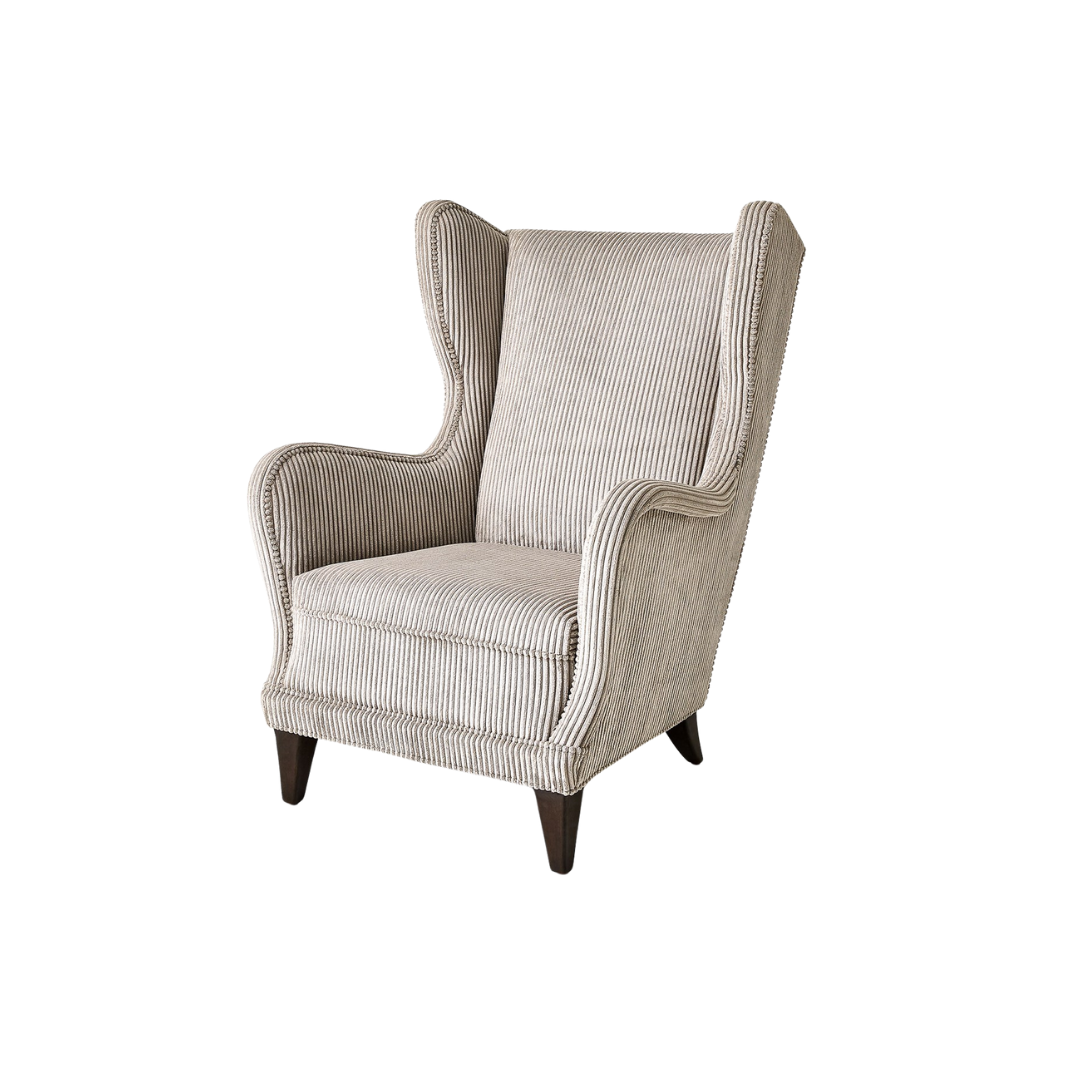 Wide Wale Corduroy Wing Chair (Smoke) - Thumbnail 3