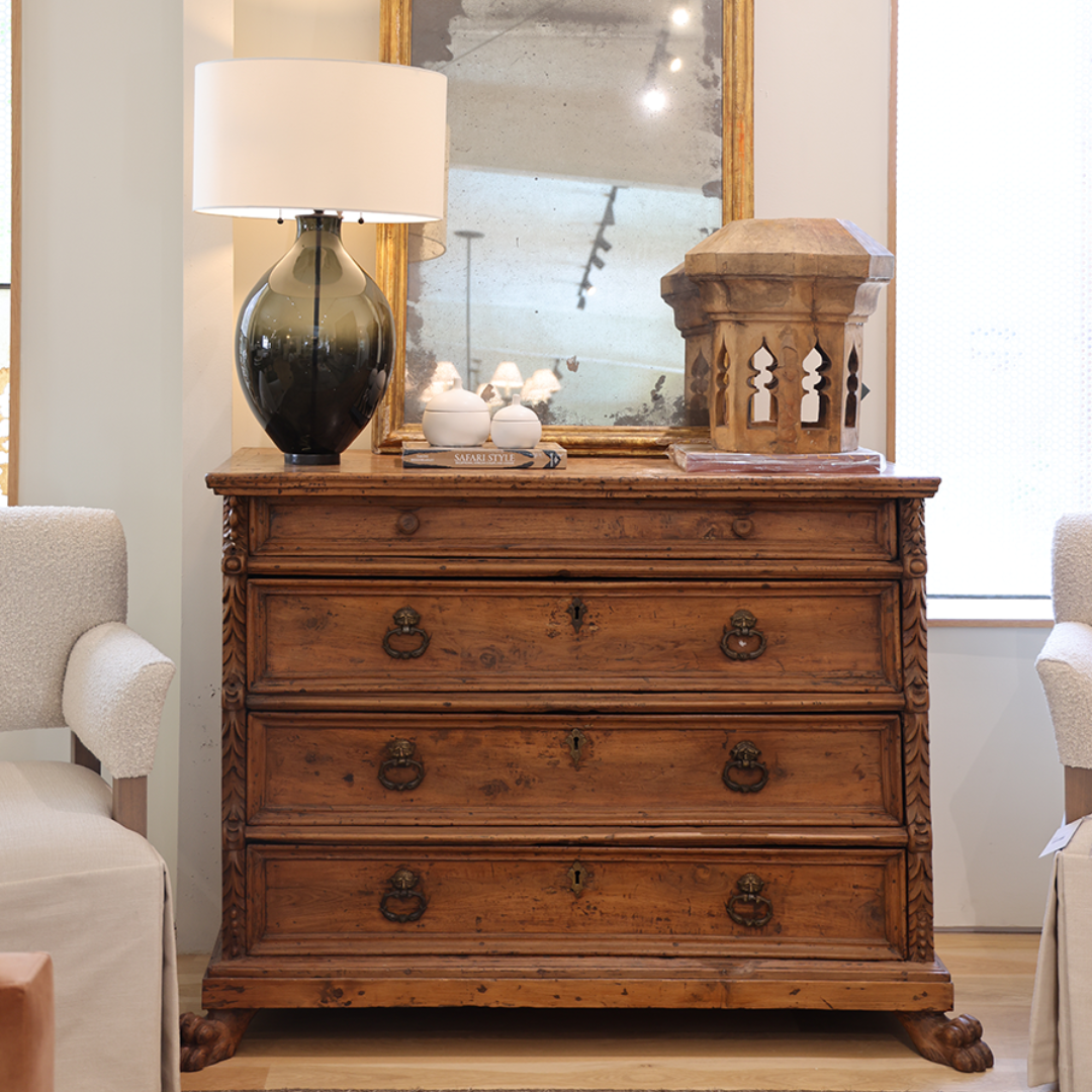 18th Century Carved Footed Chest - Thumbnail 2