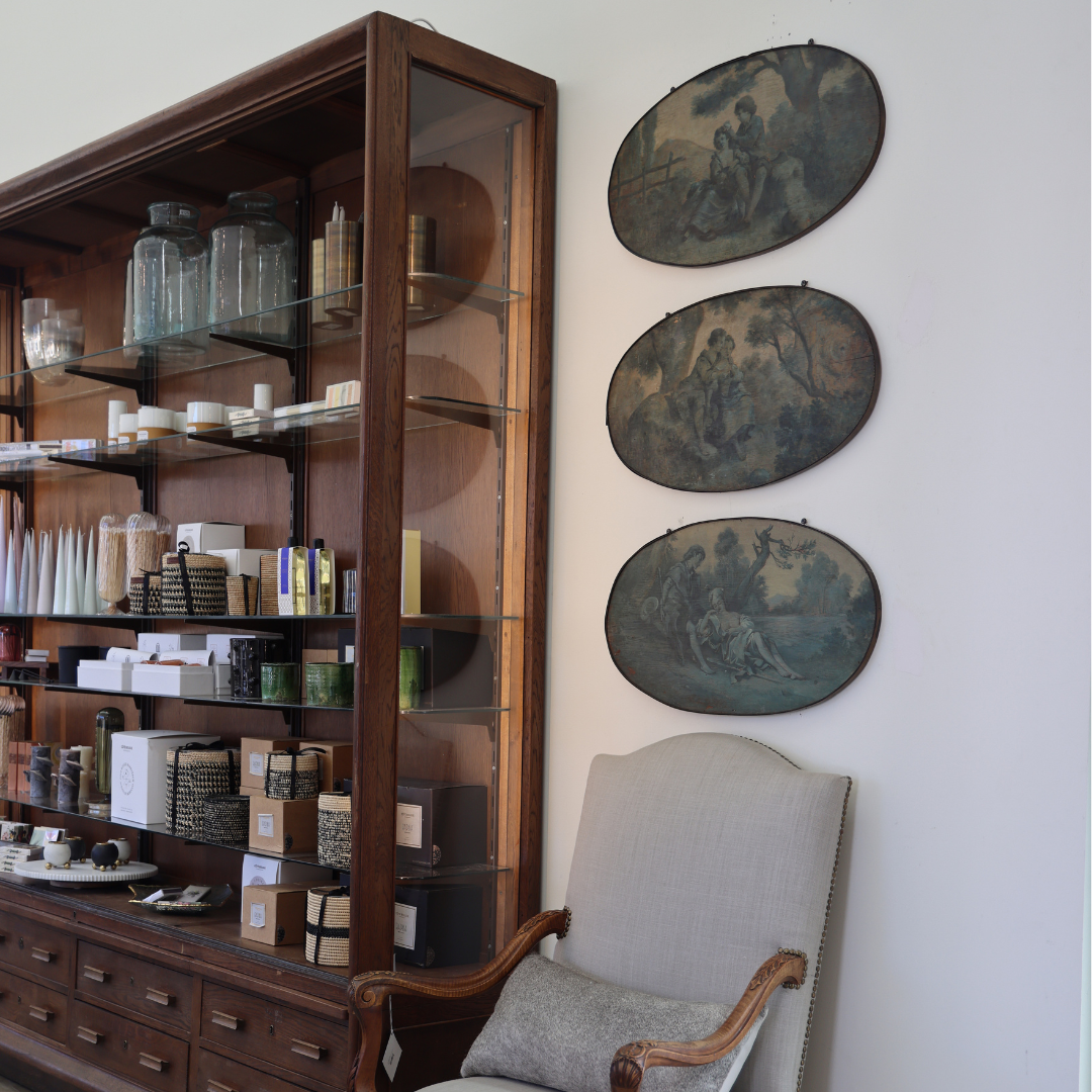 1700 French Oval Wooden Painted Panels (Set of 3) - Thumbnail 2