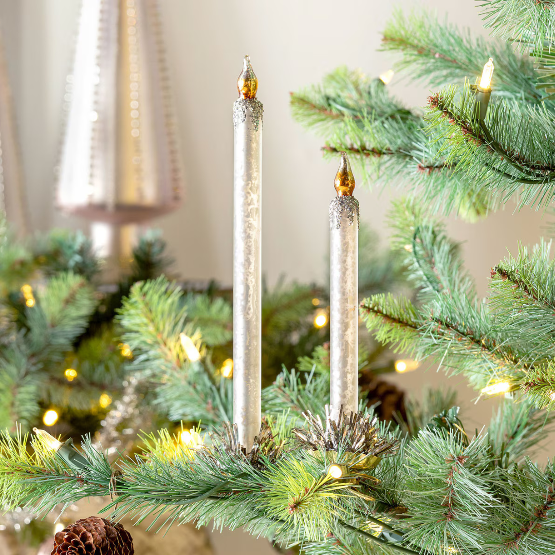 Frosted Ivory Glass Taper Candle Clip-on Ornament (Small) - Thumbnail 2