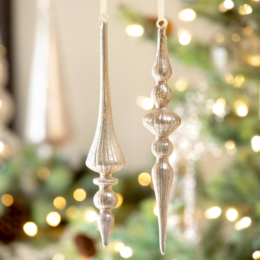 Elongated Mercury Glass Finial Ornament