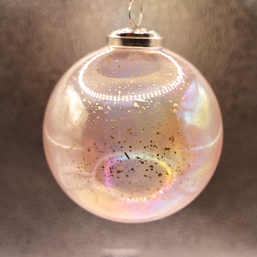 Pink Mottled Glass Ornament