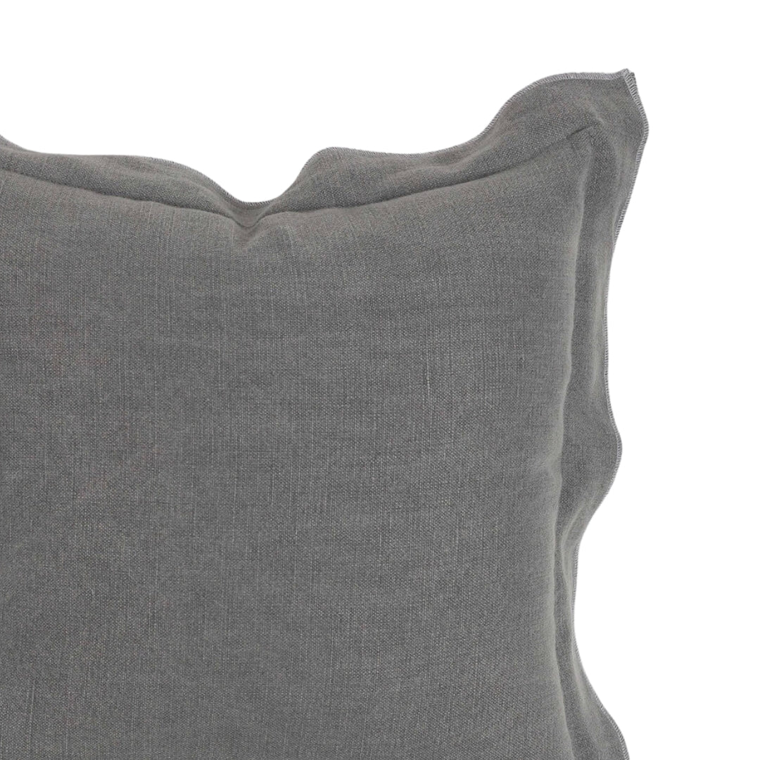 Blake Stonewashed Linen Zinc Pillow - Thumbnail 2