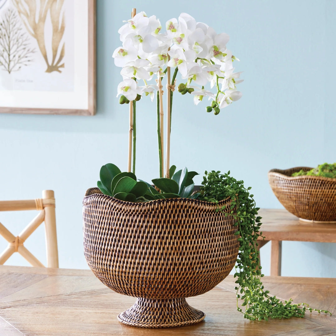 Burma Rattan Footed Cachepot