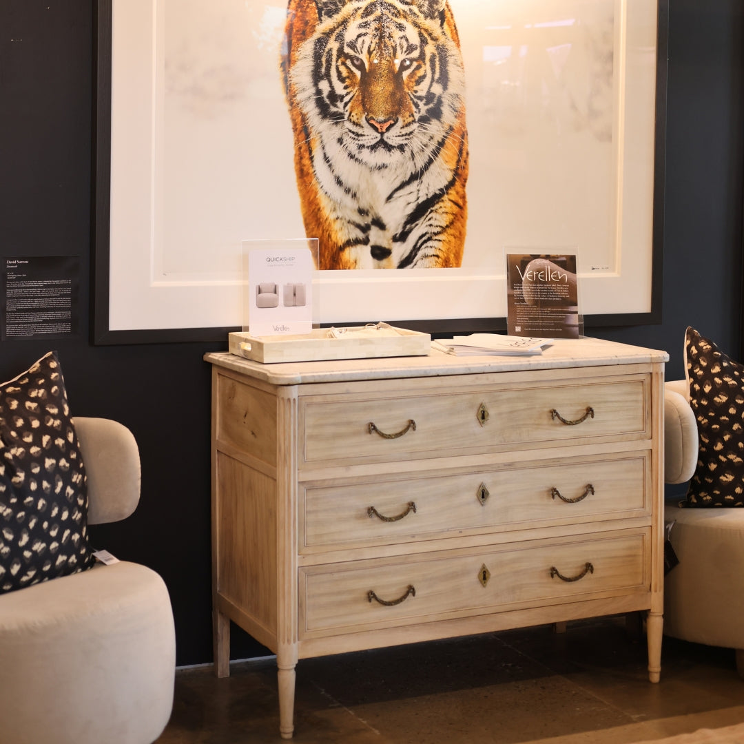 1800s Bleached French Louis XVI Chest of Drawers with Marble Top - Thumbnail 3