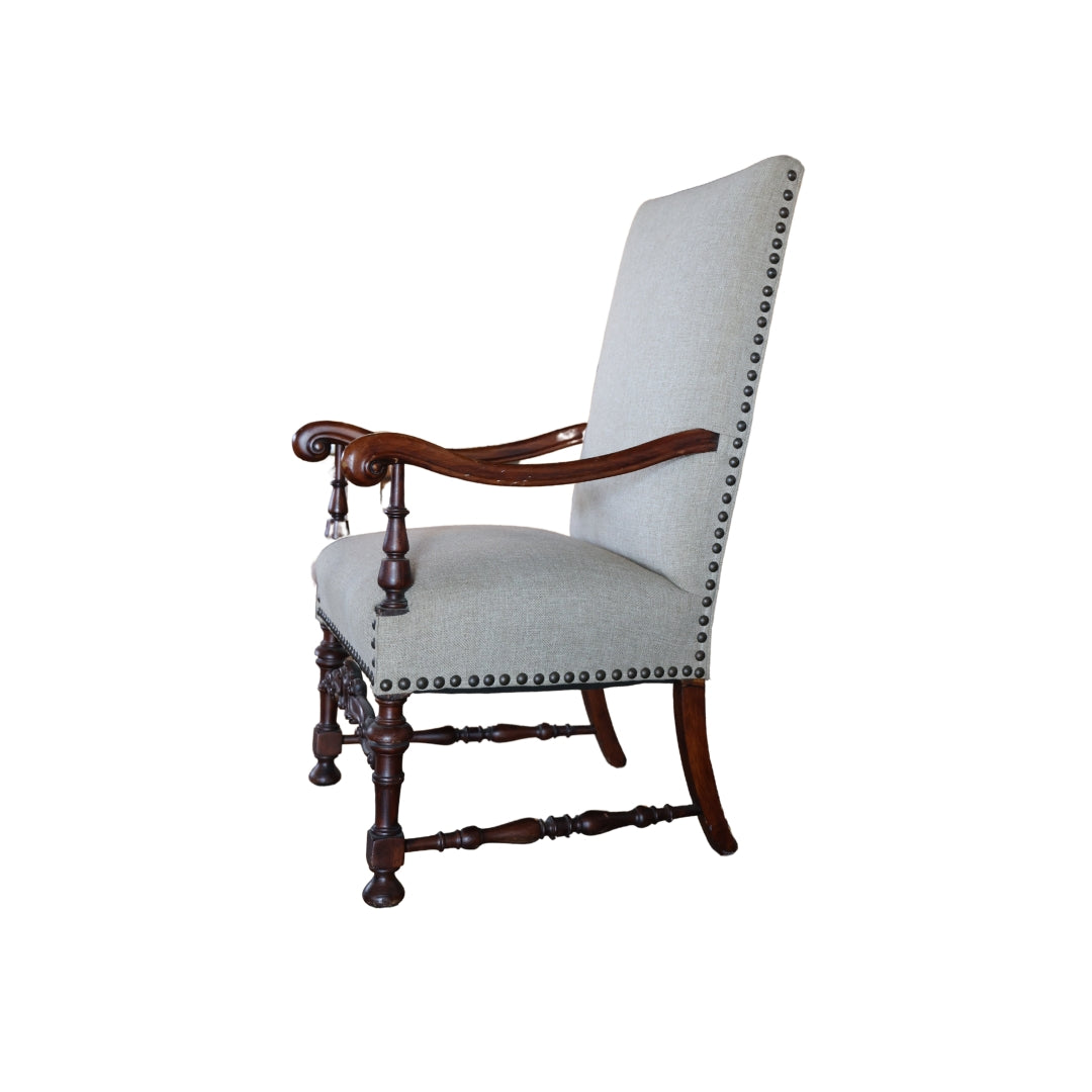 Antique French Linen Arm Chair