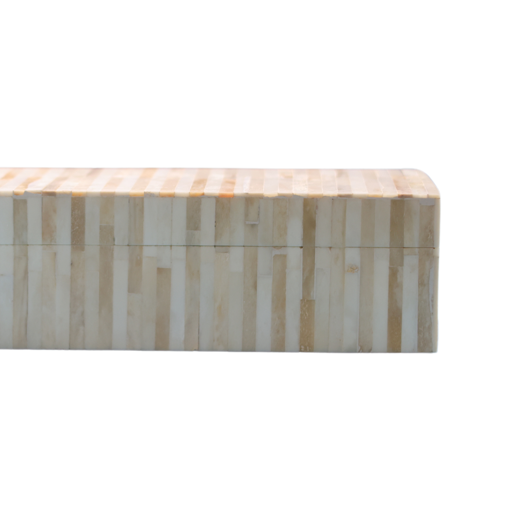 White & Beige Stripe Box (Small) - Thumbnail 2