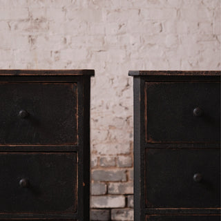 19th Century French Walnut Distressed Black Chests (Set of 2)
