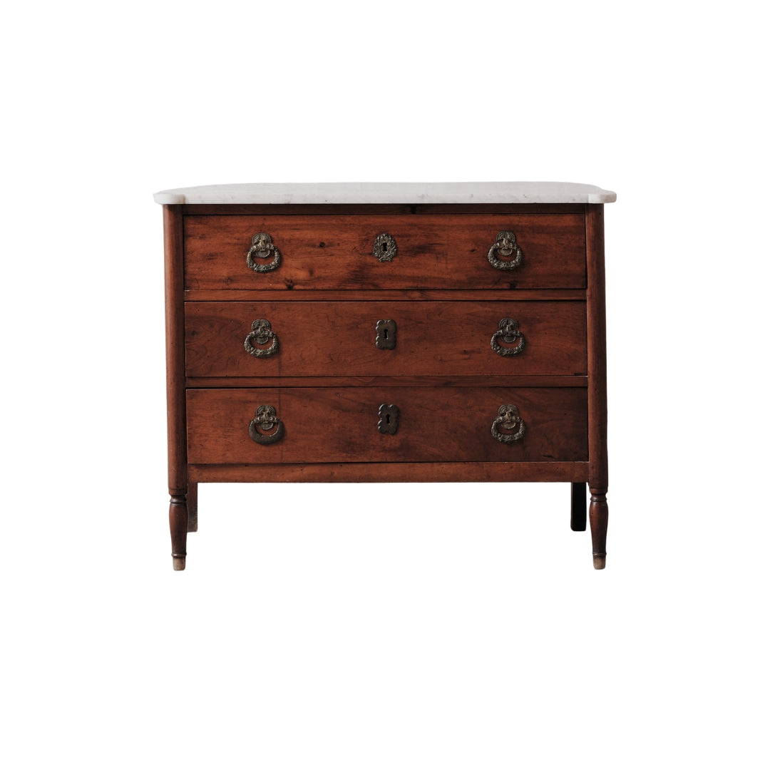 19th Century Bourbon Restoration Walnut Console with Marble Top