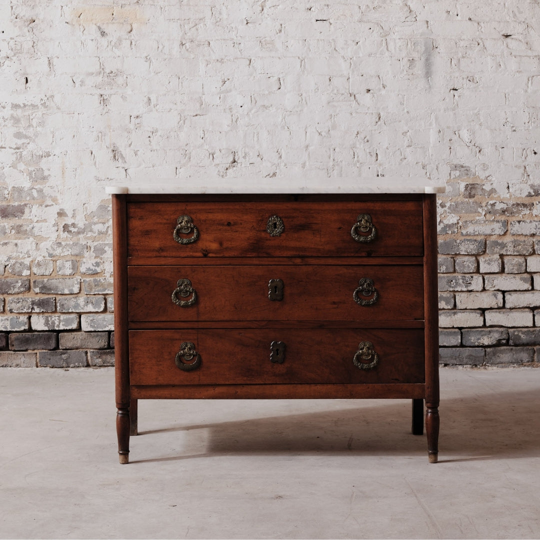 19th Century Bourbon Restoration Walnut Console with Marble Top - Thumbnail 2