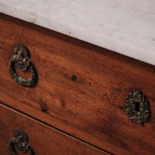 19th Century Bourbon Restoration Walnut Console with Marble Top
