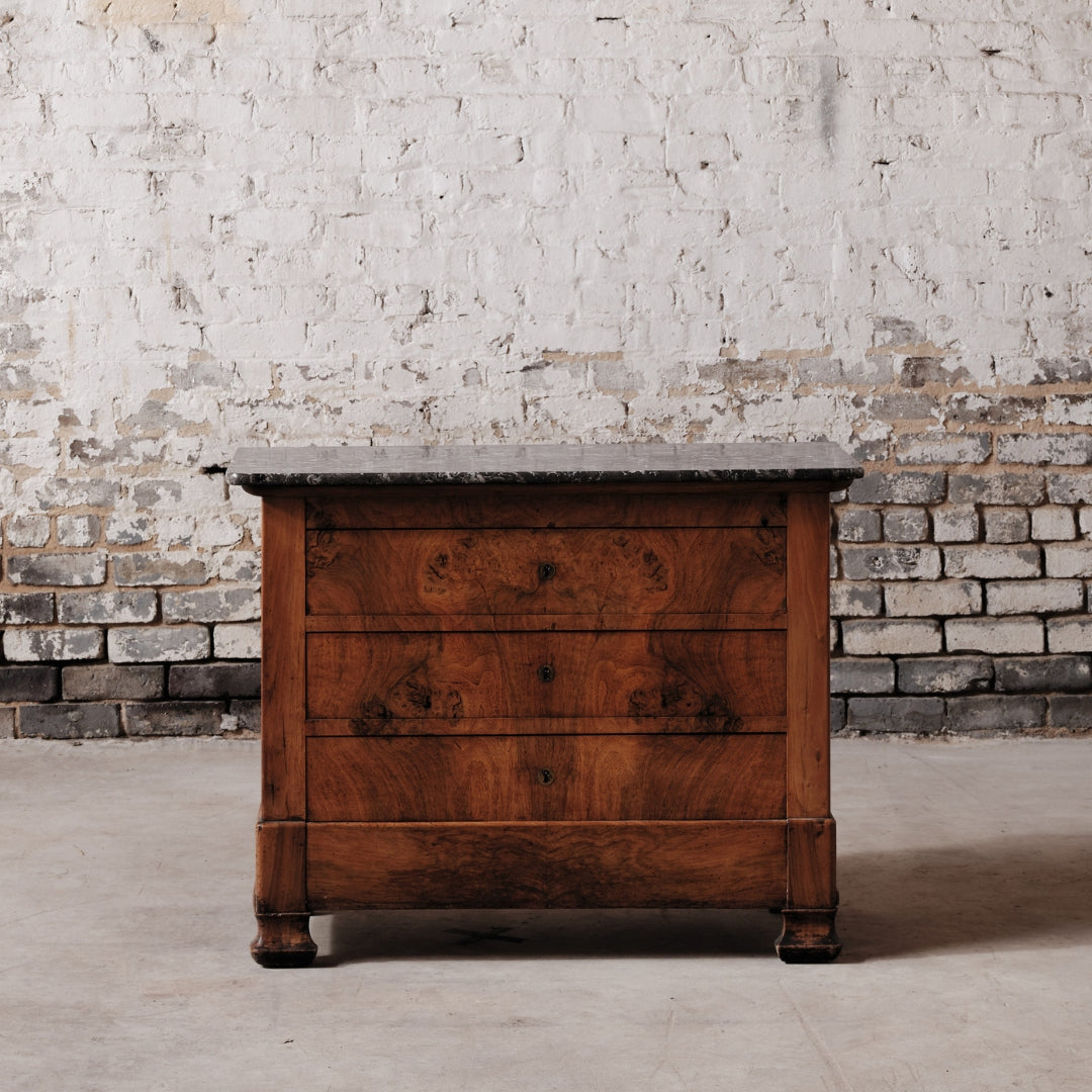 19th Century Louis Phillipe Petite Chest with Black Marble Top - Thumbnail 3