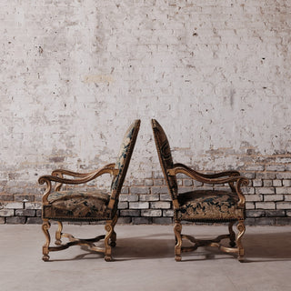 17th Century French Tapestry Armchairs (Set of 2)
