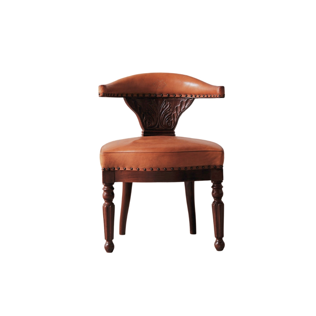 19th Century French Leather Captains' Chair