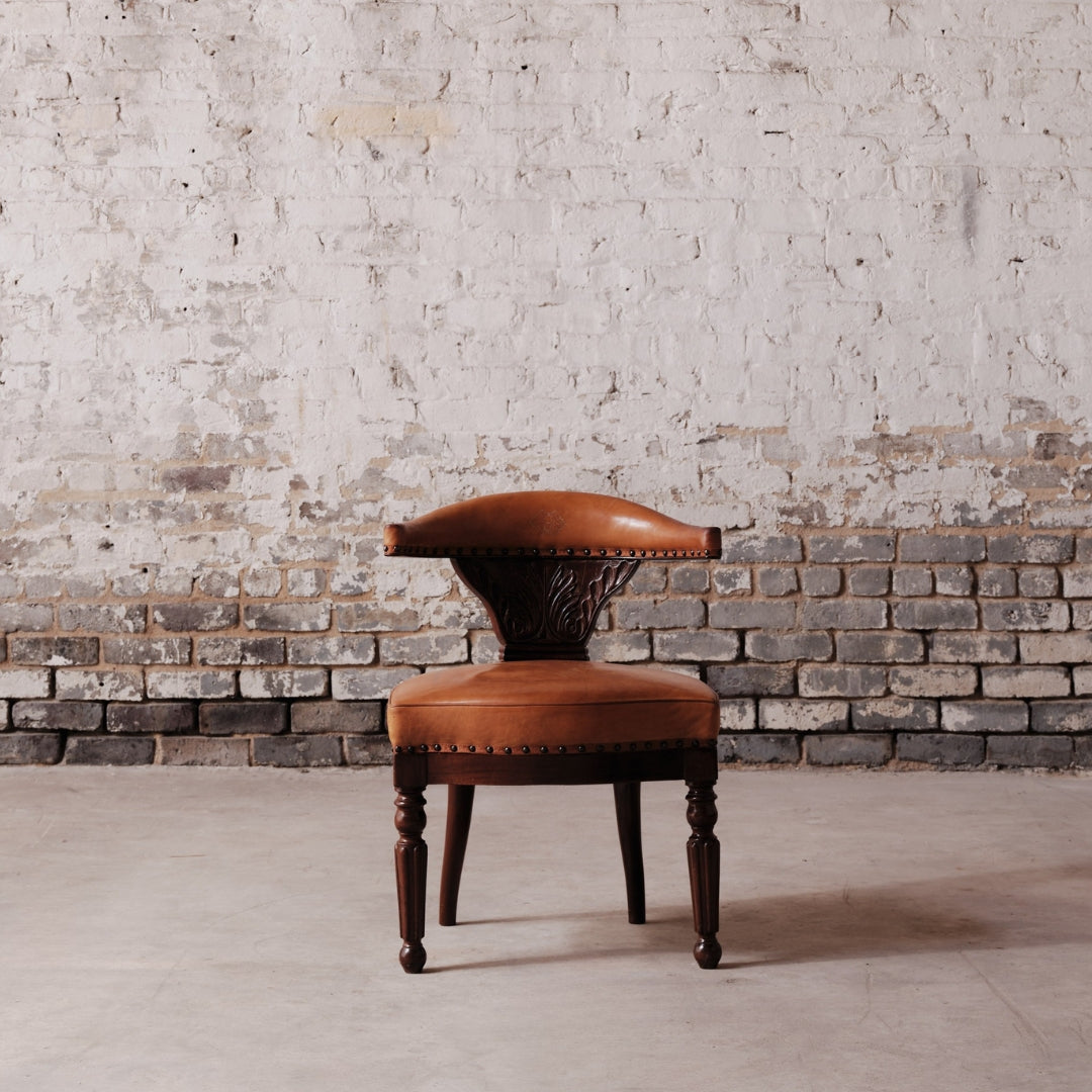 19th Century French Leather Captains' Chair - Thumbnail 4