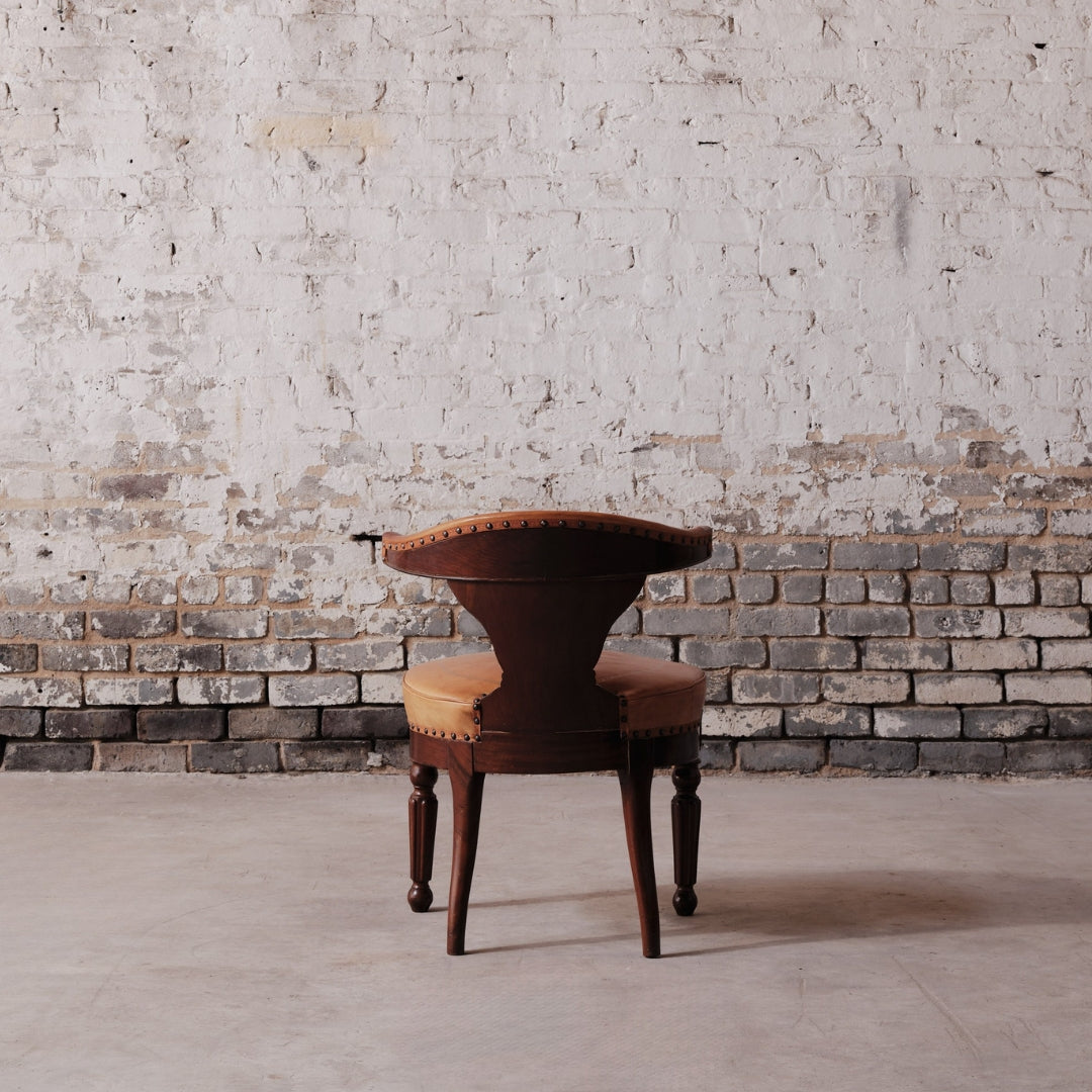 19th Century French Leather Captains' Chair - Thumbnail 3