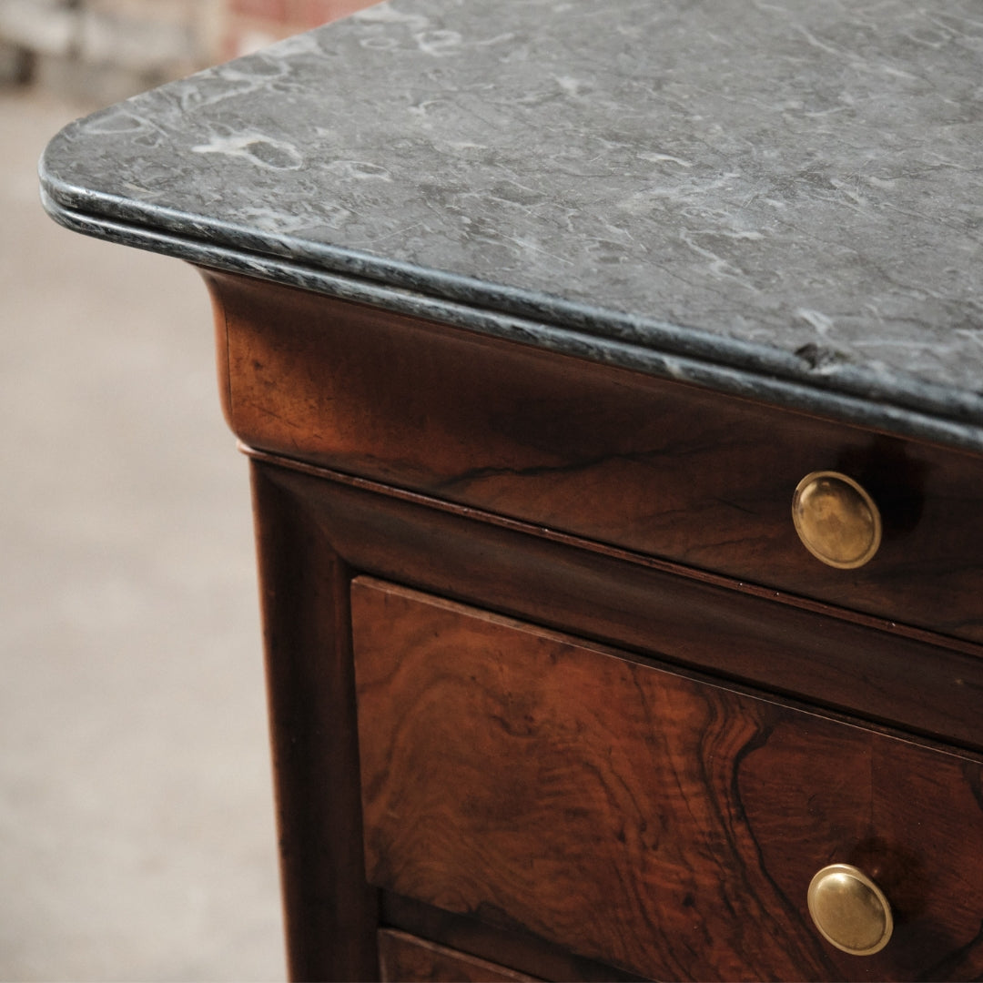 19th Century Louis Phillipe Petite Chest with Black Marble Top - Thumbnail 4