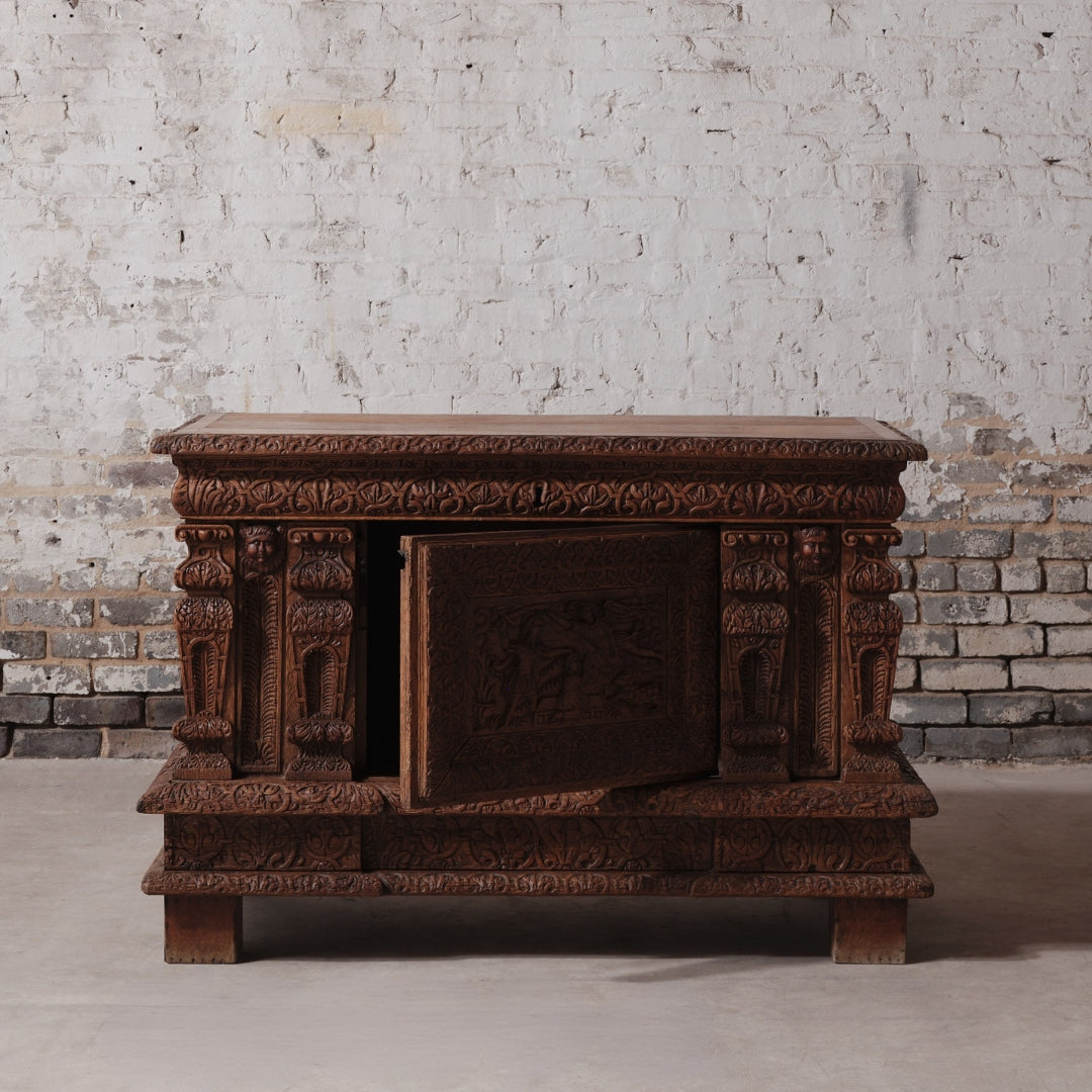 18th Century French Carved Wooden Monastery Chest