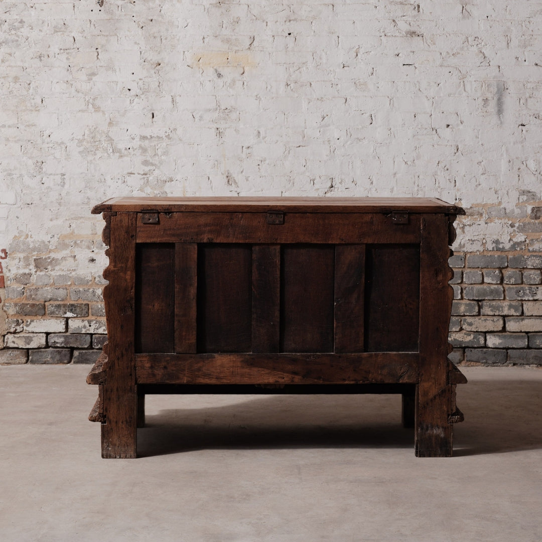 18th Century French Carved Wooden Monastery Chest - Thumbnail 5