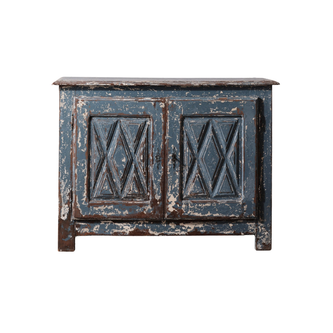 19th Century Spanish Walnut Blue Cabinet