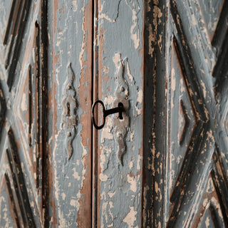 19th Century Spanish Walnut Blue Cabinet
