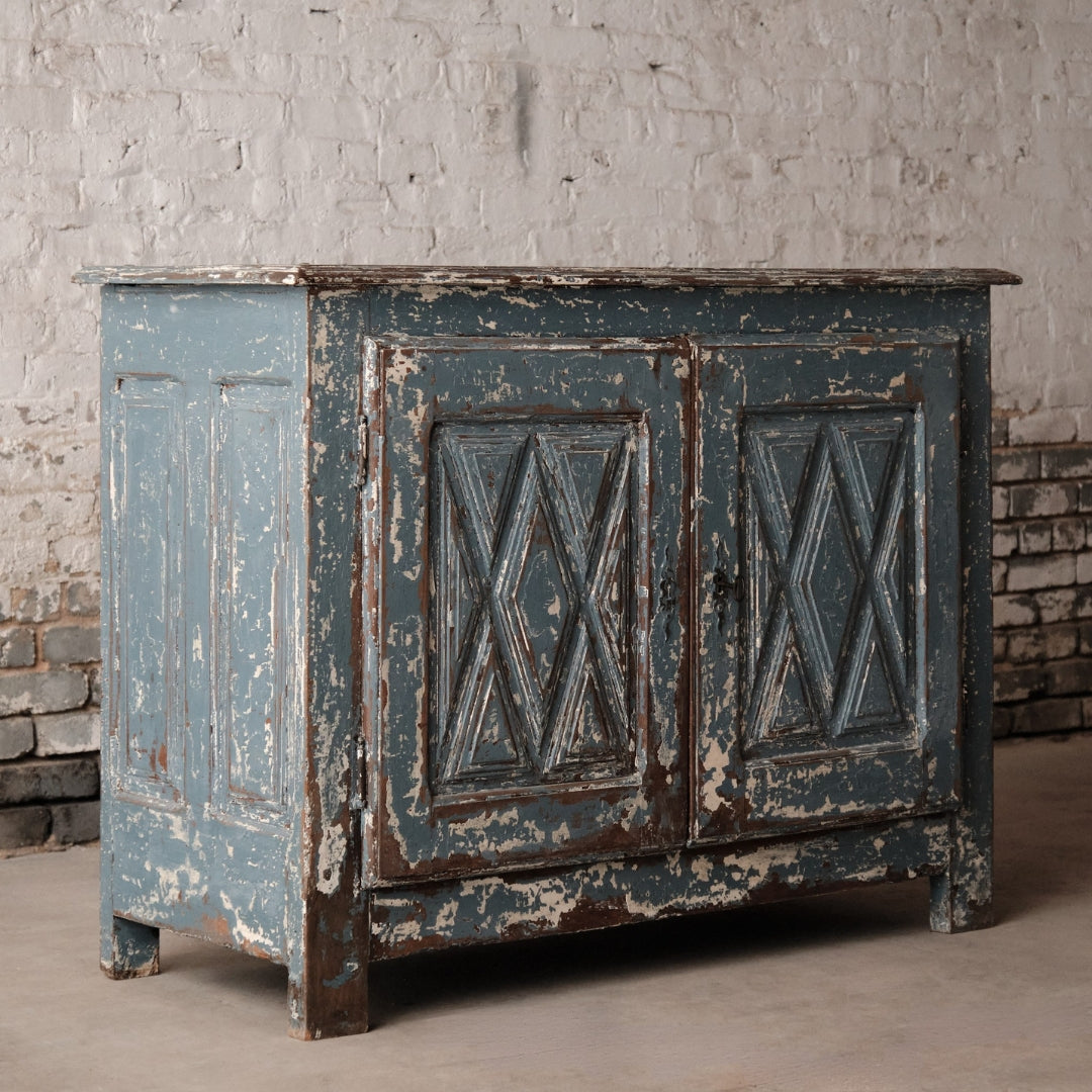 19th Century Spanish Walnut Blue Cabinet - Thumbnail 4