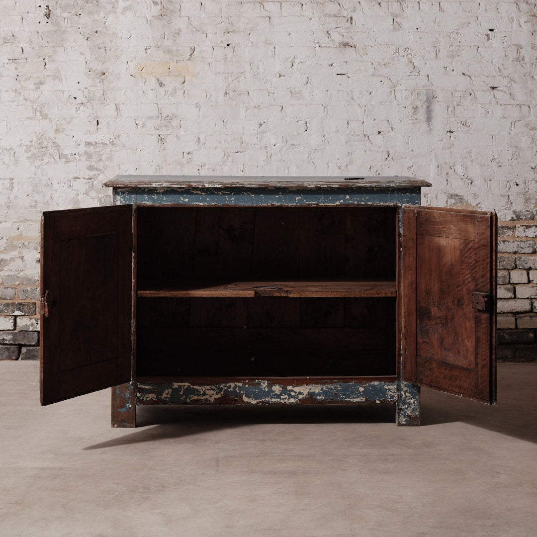 19th Century Spanish Walnut Blue Cabinet - Thumbnail 5