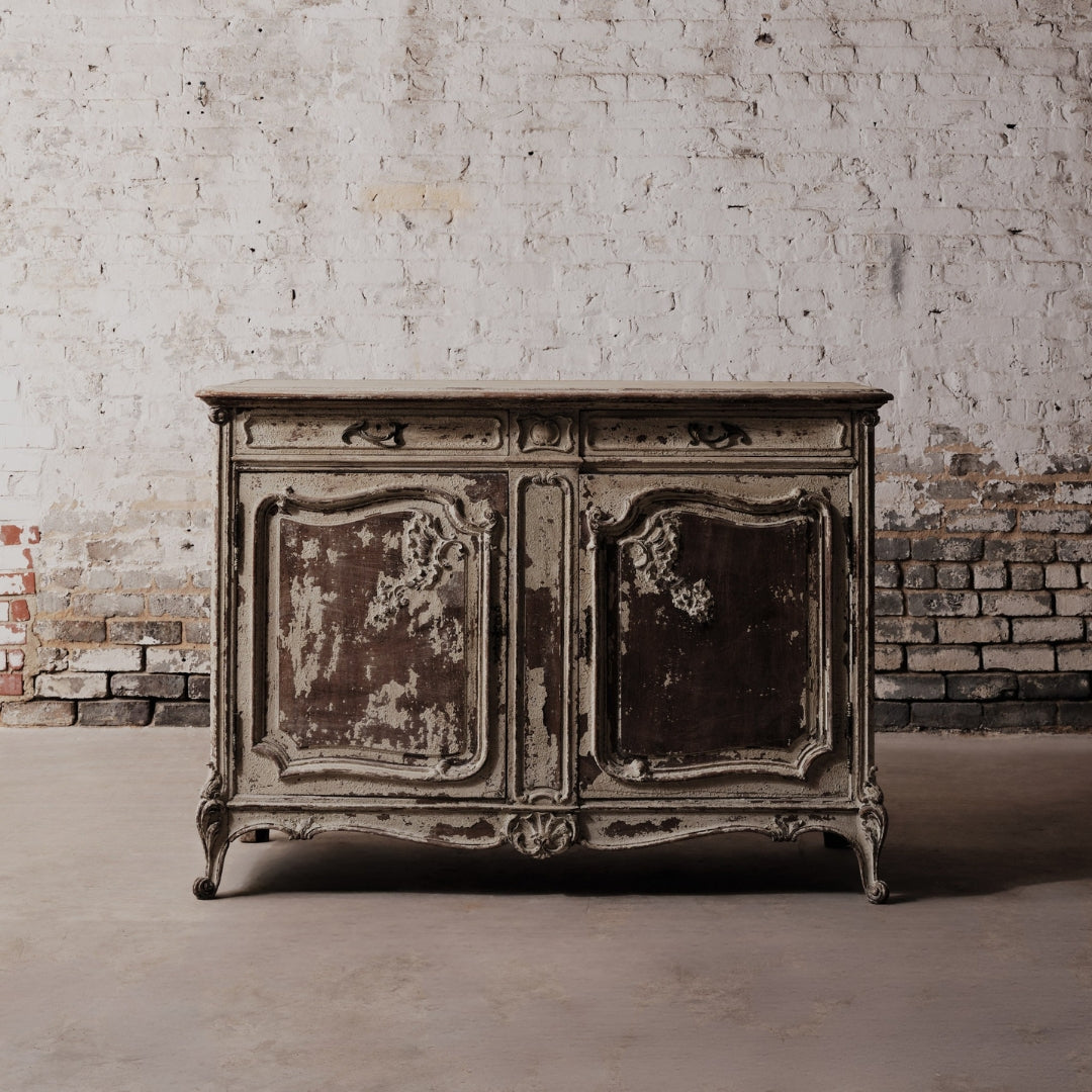 1920's French Distressed Walnut Serving Cabinet - Thumbnail 3