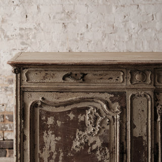 1920's French Distressed Walnut Serving Cabinet
