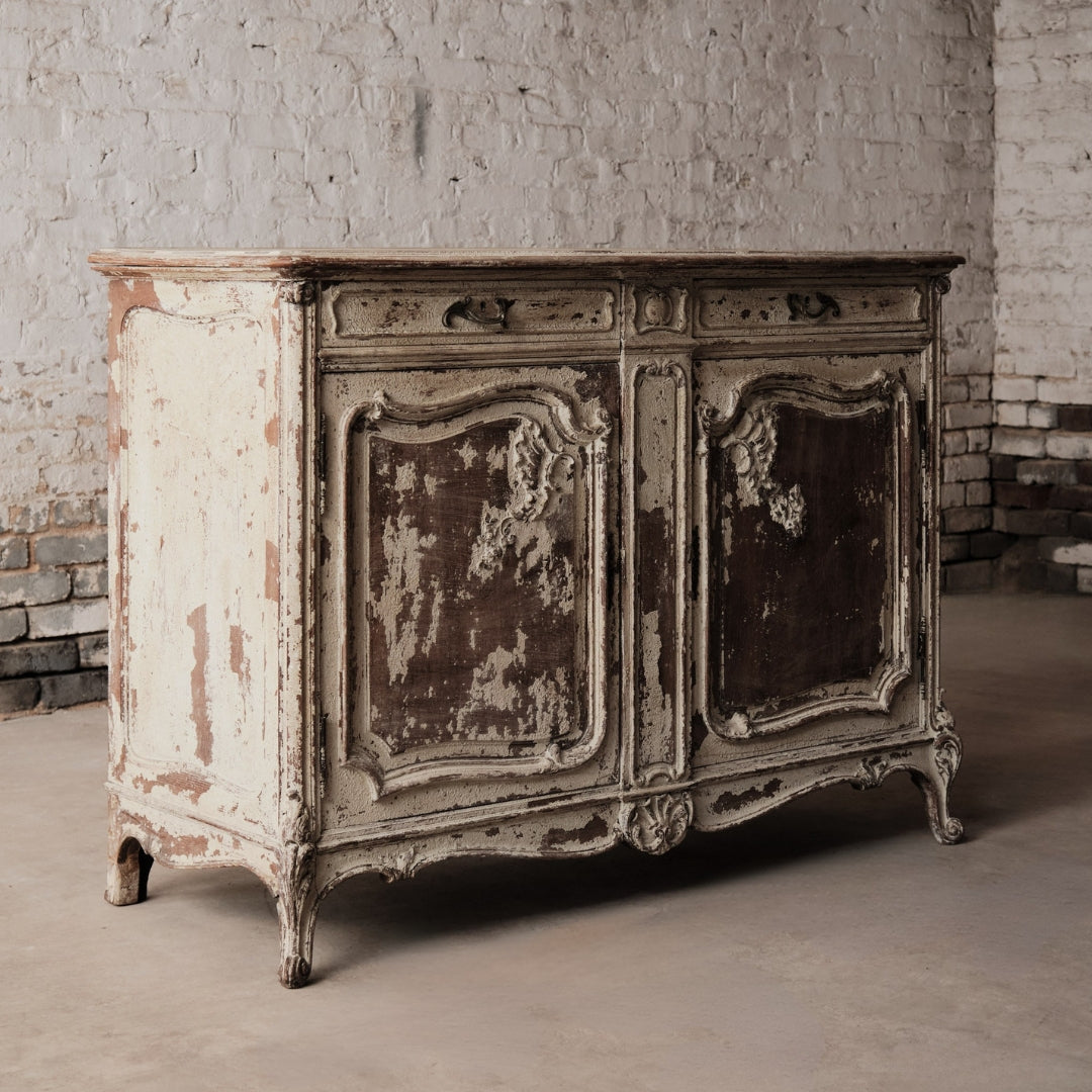 1920's French Distressed Walnut Serving Cabinet - Thumbnail 5