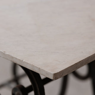 1920's French Baker's Table with White Marble Top
