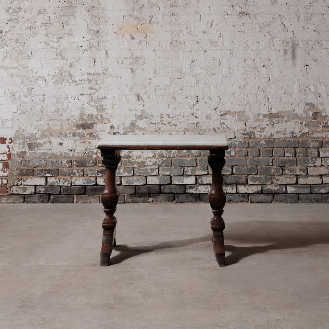 19th Century White Marble Top Side Table - Thumbnail 2