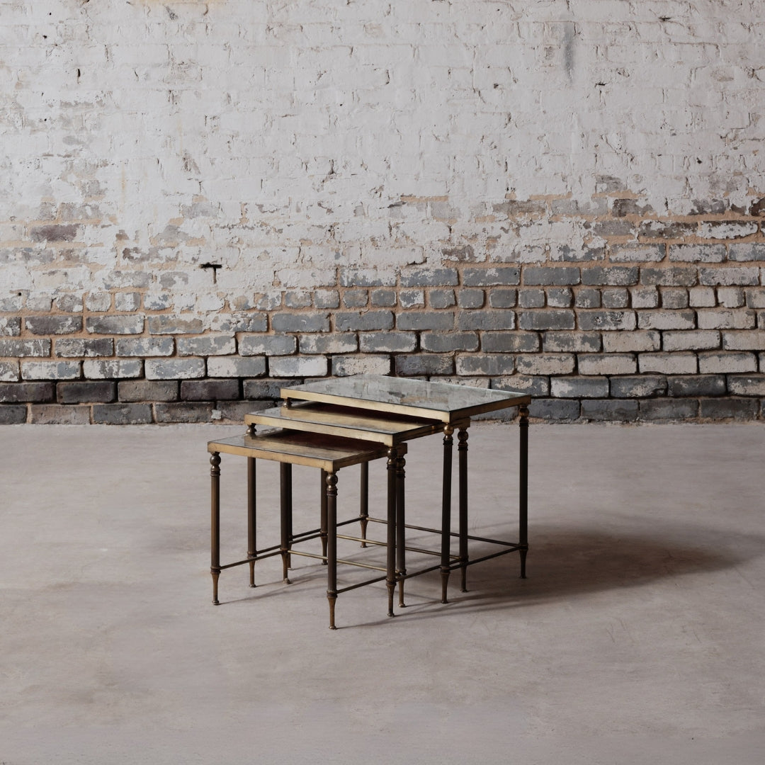 1950s French Mirrored Nesting Table (Set of 3) - Thumbnail 2