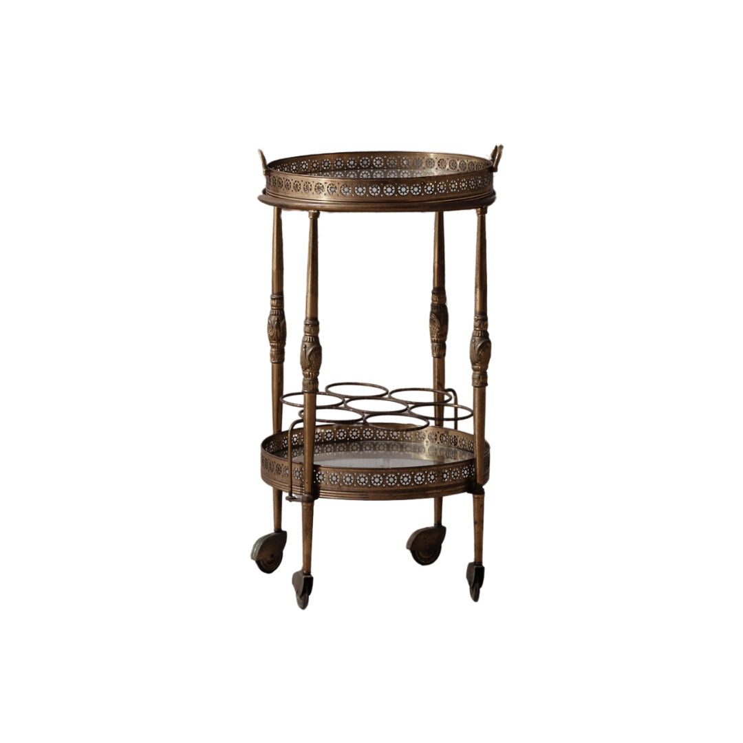 20th Century French Silver & Glass Bar Cart